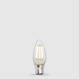 Lampadina LED a candela da 5,5 W B22 trasparente in bianco caldo