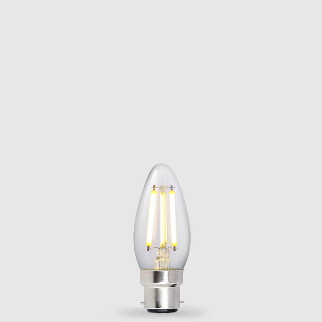 5.5W Candle LED Bulb B22 Clear in Warm White - LiquidLEDs® - Candle Bulbs