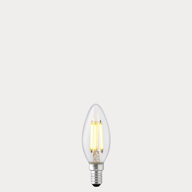 5.5W Candle LED Bulb E12 Clear in Warm White - LiquidLEDs® - Candle Bulbs