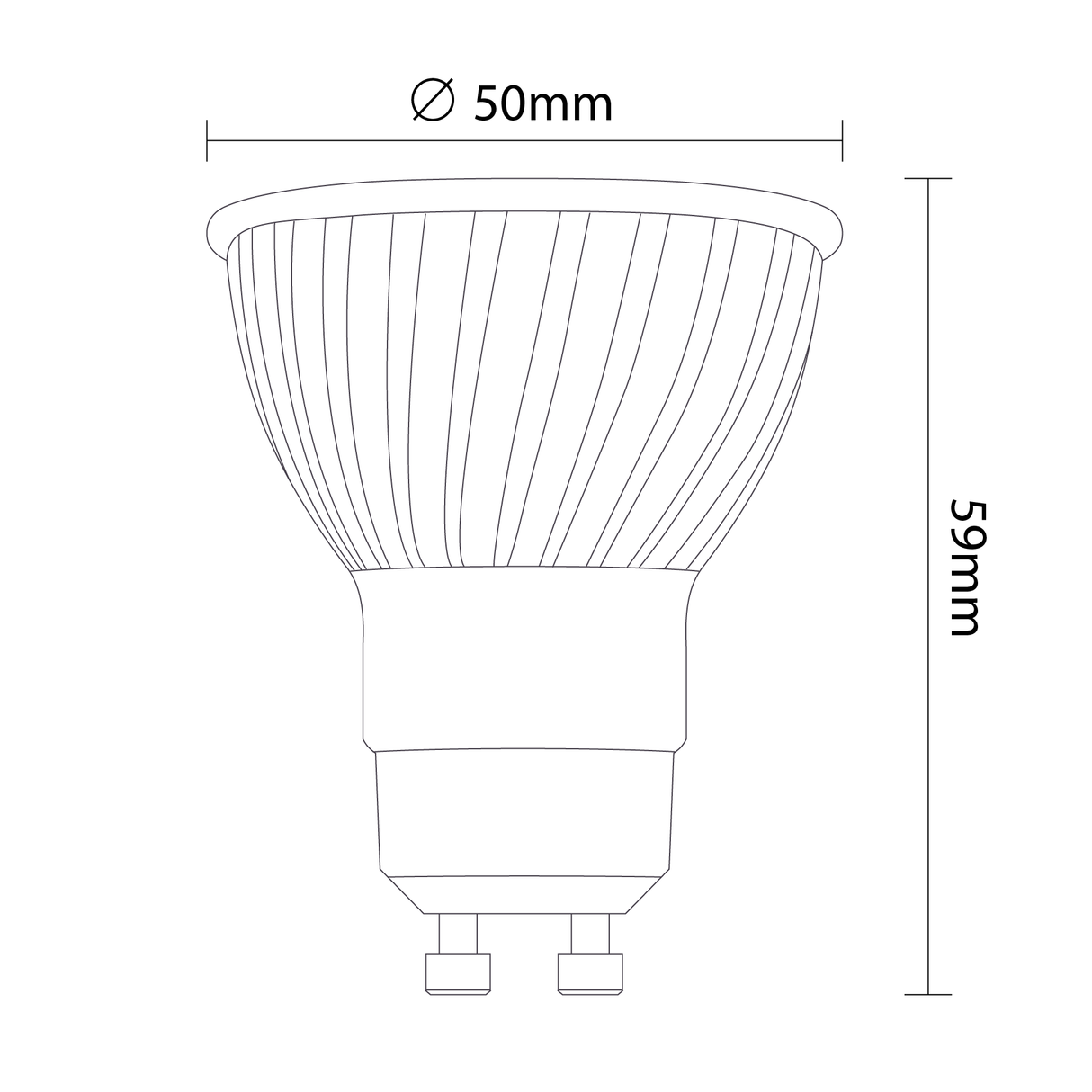 Dimension of 6W GU10 LED Spotlight in Warm White