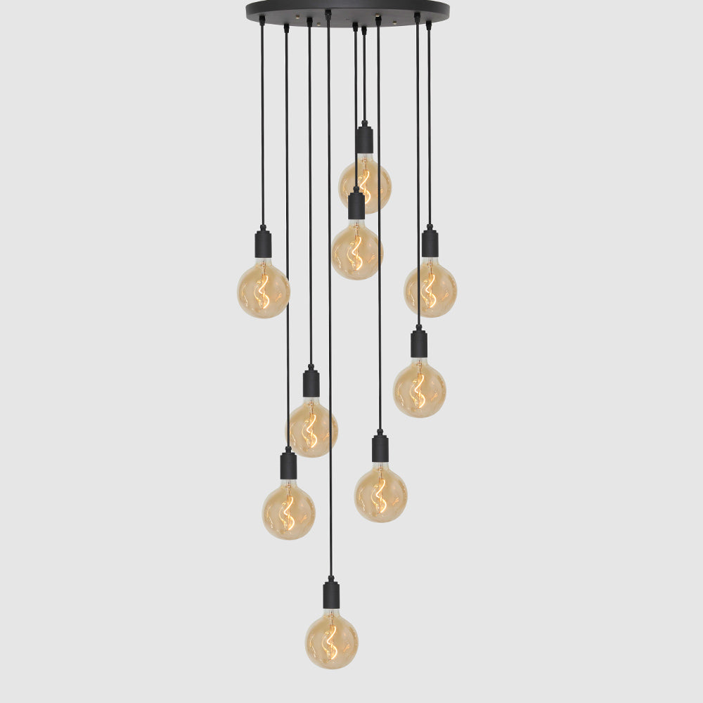 9 Drop Chandelier Light + Designer 125mm Amber