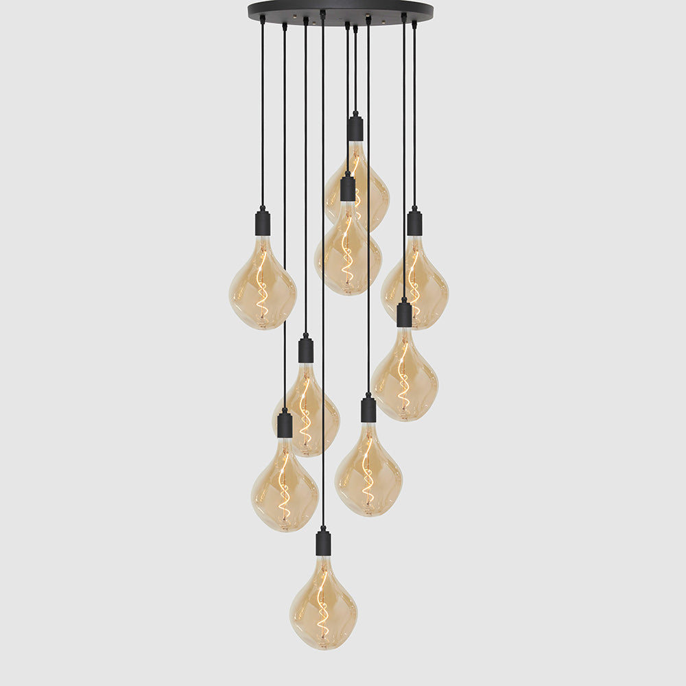 9 Drop Chandelier Light + Designer 180mm Amber