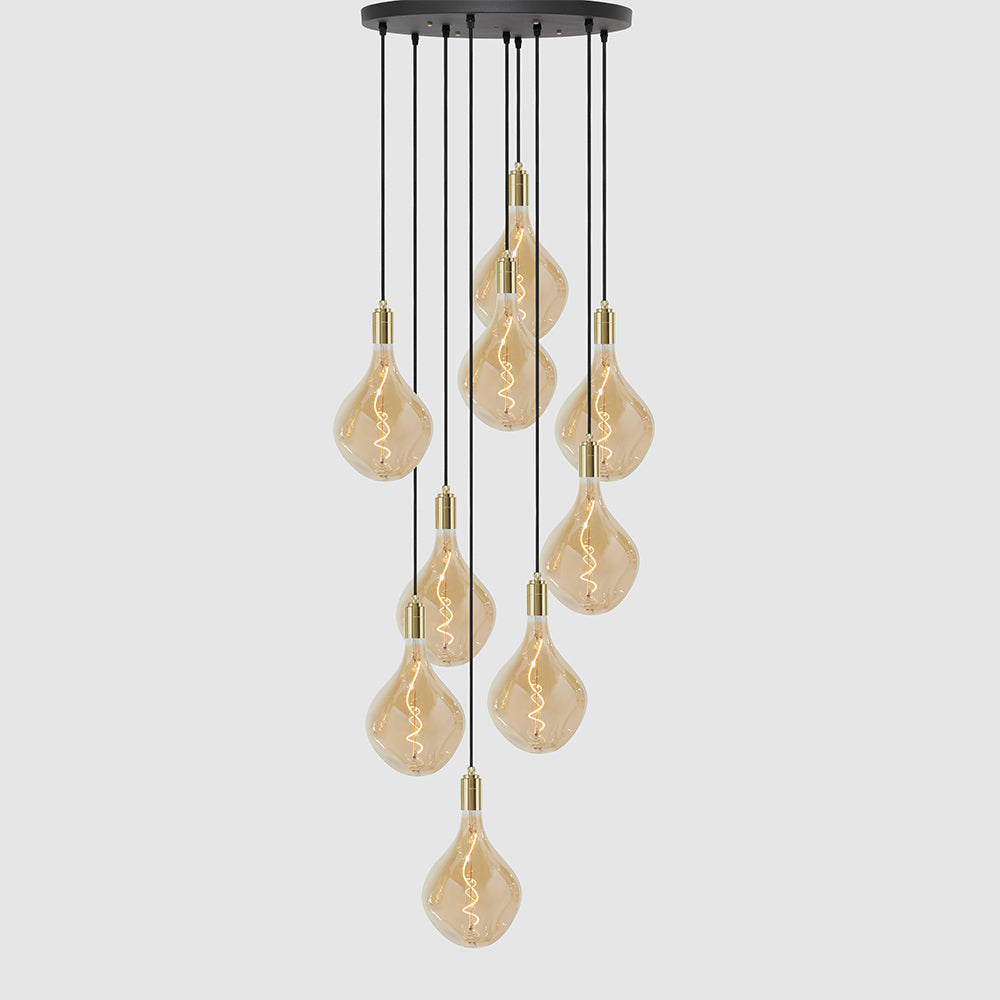 9 Drop Chandelier Light + Designer 180mm Amber