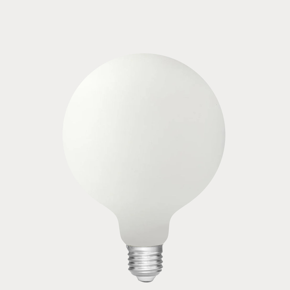 Dulora 11W G125 LED Globe E27 Porcelain in Soft White unlit showing smooth opal glass