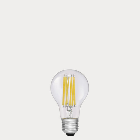 Dulora 11W GLS LED Bulb E27 Clear in Soft White unlit with visible filaments
