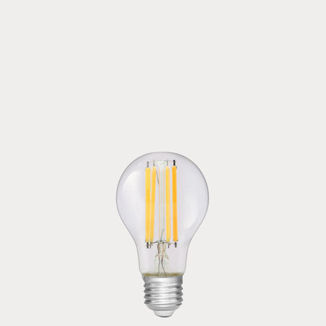 Dulora 11W GLS LED Bulb E27 Clear in Warm White unlit with visible filaments