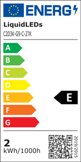 Dulora 2 Watt G9 Dimmable Warm White LED Light Bulb Energy label