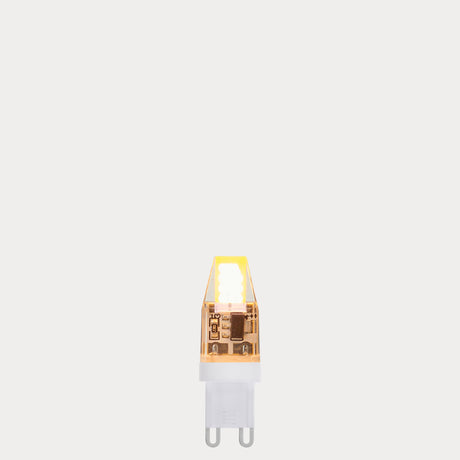 Dulora 2 Watt G9 Dimmable LED Light Bulb glowing warm white