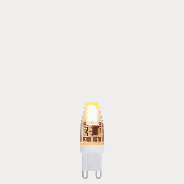 Dulora 2 Watt G9 Dimmable LED Light Bulb glowing warm white