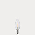 Dulora 4.2W Candle LED Bulb E14 Clear in Warm White filaments glowing