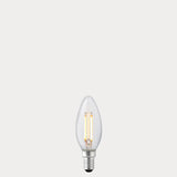 Dulora 4.2W Candle LED Bulb E14 Clear in Warm White filaments glowing