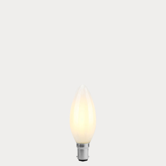 Dulora 4W Candle LED Bulb B15 Frost in Warm White illuminated warm white 2700K diffused glow