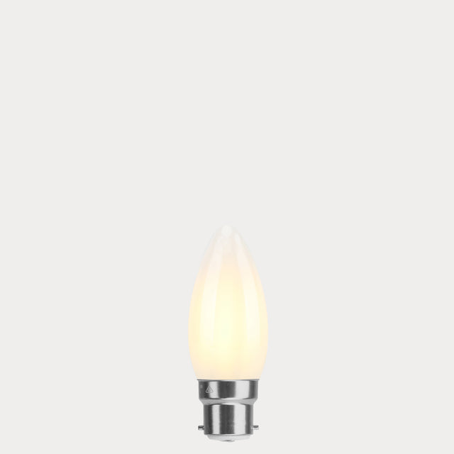 Dulora 4W Candle LED Bulb B22 Frost in Warm White illuminated warm white 2700K diffused glow