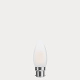 Dulora 4W Candle LED Bulb B22 Frost in Warm White unlit showing matte diffused glass