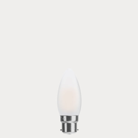 Dulora 4W Candle LED Bulb B22 Frost in Warm White unlit showing matte diffused glass