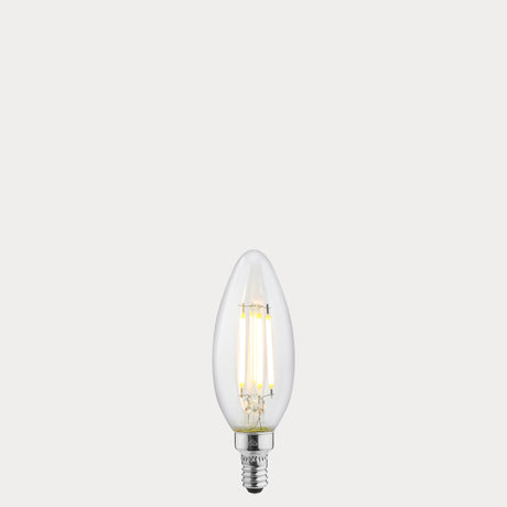 Dulora 4W Candle LED Bulb E12 Clear in Cool White filaments glowing cool white 4000K