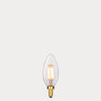 Dulora 4W Candle LED Bulb E12 Clear in Extra Warm filaments glowing