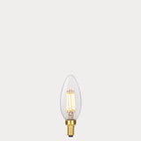 Dulora 4W Candle LED Bulb E12 Clear in Extra Warm filaments glowing