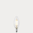 Dulora 4W Candle LED Bulb E14 Clear in Soft White filaments glowing soft white 3000K