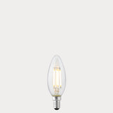 Dulora 4W Candle LED Bulb E14 Clear in Soft White filaments glowing soft white 3000K