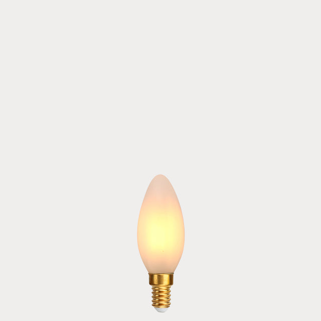Dulora 4W Candle LED Bulb E14 Frost in Extra Warm illuminated