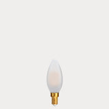 Dulora 4W Candle LED Bulb E14 Frost in Extra Warm unlit showing matte diffused glass
