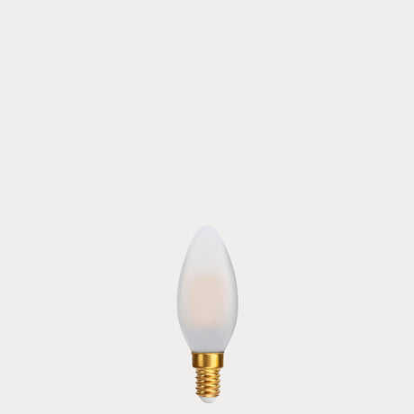Dulora 4W Candle LED Bulb E14 Frost in Extra Warm unlit showing matte diffused glass