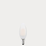 Dulora 4W Candle LED Bulb E14 Frost in Warm White unlit showing matte diffused glass