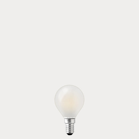 Dulora 4W Fancy Round LED Bulb E14 Frost in Soft White unlit showing matte diffused glass