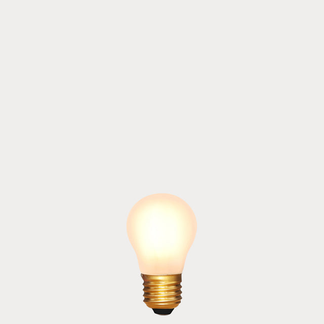 Dulora 4W Fancy Round LED Bulb E27 Frost in Extra Warm White illuminated extra warm white 2200K gold base