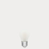 Dulora 4W Fancy Round LED Bulb E27 Porcelain in Warm White unlit showing smooth opal glass