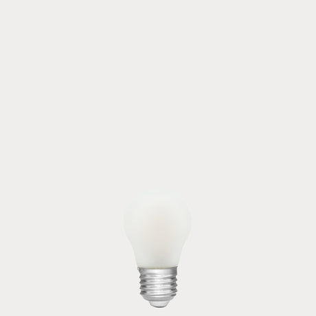 Dulora 4W Fancy Round LED Bulb E27 Porcelain in Warm White unlit showing smooth opal glass
