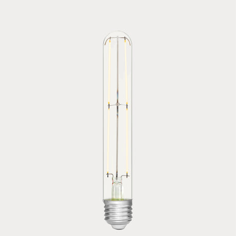 Dulora 4W Tubular Long LED Bulb E27 Clear in Warm White filaments glowing warm white 2700K