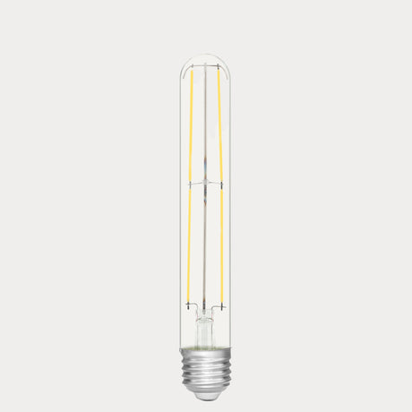 Dulora 4W Tubular Long LED Bulb E27 Clear in Warm White unlit with visible filaments