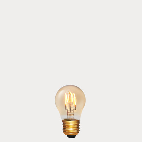 Dulora 4W Vintage Fancy Round LED Bulb E27 Amber in Ultra Warm White spiral filament glowing ultra warm 2000K