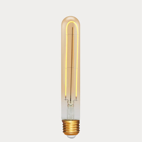 Dulora 4W Vintage Tubular Long LED Bulb E27 Amber in Ultra Warm White single filament glowing ultra warm white 2000K