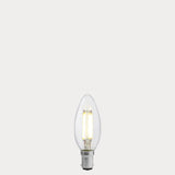 Dulora 5.5W Candle LED Bulb B15 Clear in Natural White filaments glowing