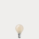 Dulora 5.5W Fancy Round LED Bulb B15 Frost in Warm White unlit showing matte diffused glass