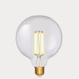 Dulora 7.2W G125 LED Globe E27 Clear in Extra Warm White filaments glowing extra warm white gold base