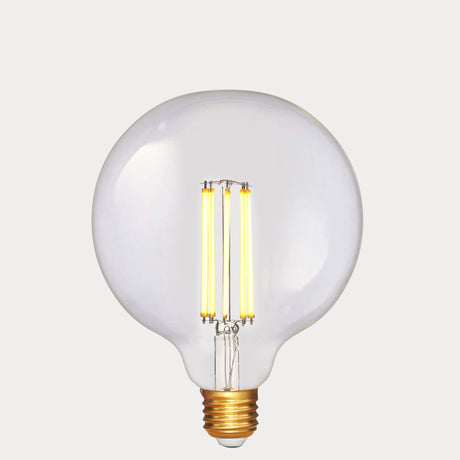Dulora 7.2W G125 LED Globe E27 Clear in Extra Warm White filaments glowing extra warm white gold base