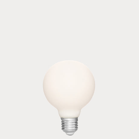 Dulora 7.2W G80 LED Globe E27 Matte Finish in Warm White unlit showing smooth opal glass