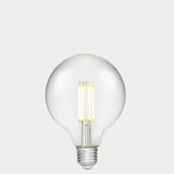 Dulora 7.2W G95 LED Globe E27 Clear in Warm White 2700K filaments glowing