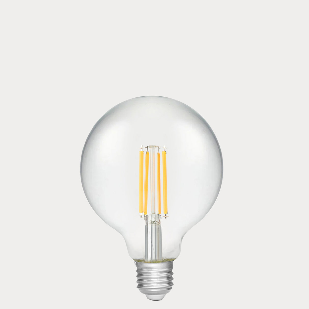 Dulora 7.2W G95 LED Globe E27 Clear in Warm White 2700K unlit with visible filaments