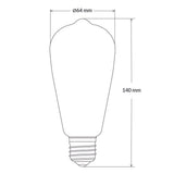 Dulora 7.2W ST64 LED Bulb E27 Clear in Warm White Dimensions