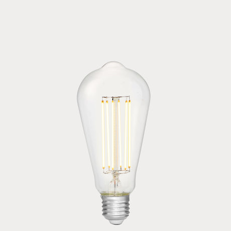 Dulora 7.2W ST64 LED Bulb E27 Clear in Warm White filaments glowing warm white 2700K