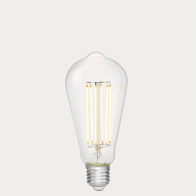 Dulora 7.2W ST64 LED Bulb E27 Clear in Warm White filaments glowing warm white 2700K
