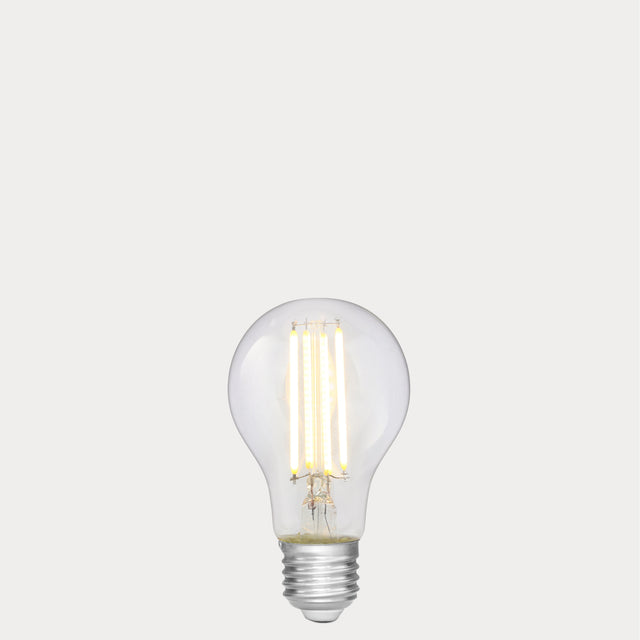 Dulora 7.5W GLS LED Bulb E27 Clear in Warm White filaments glowing warm white 2700K