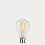 Dulora 8W 12-24 Volt AC/DC GLS LED Bulb B22 Clear in Warm White with filaments visible through clear A60 glass