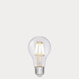 Dulora 8W 12-24 Volt AC/DC GLS LED Bulb E27 Clear in Warm White illuminated with warm glow through clear A60 glass