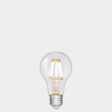 Dulora 8W 12-24 Volt AC/DC GLS LED Bulb E27 Clear in Warm White illuminated with warm glow through clear A60 glass